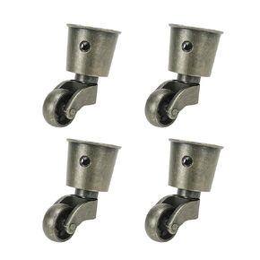 Semetall 4Pack Metal Vintage Swivel Round Cup Caster 2.6x1.5 Inch Swivel Wheel Caster for Furniture Chair Table(Bronze)