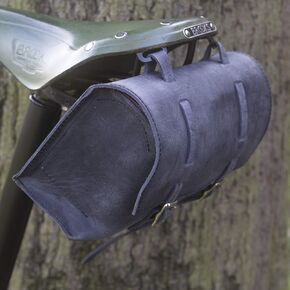 Bike Saddle Bag - Black Bicycle Seat Bag 9.1'' x 5.7'' x 3.0'' - 100% Genuine Cow Leather Bike Saddle Bag, Under Seat Bike Bag, Bike Seat Tool Bag - Bike Pouch Under Seat