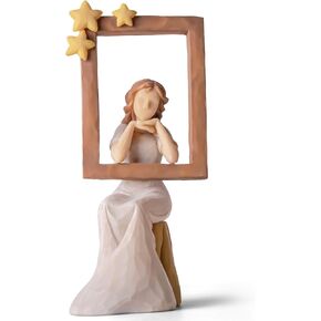 Elegant Women Figurine Gifts for Her, Sitting Girl Statue Hand-Painted Sculpted Memorial Figure, Retirement Gift for Woman, Unique Gift for Birthday, Valentine Day, Mothers Day Home Decoration