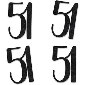 Black Glitter 51 Cut-Out Numbers, 51st Birthday Party Anniversary Decorations DIY Essentials