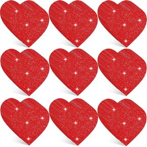 Ctosree 300 Pcs Glitter Paper Heart Cutouts 4 Inch Heart Shaped Cards Red Heart Decorations Valentines Hearts Shape Die Cuts for Valentine's Day Kids Love and Peace School Craft Projects