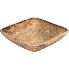 AeraVida Functional Square Shaped Mango Tree Wood Serving Dish or Fruit Bowl | Decorative Wooden Carved Bowl for Kitchen | Tabletop Decor