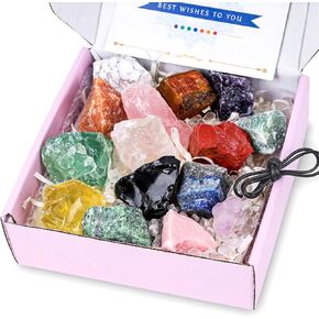 16 قطعة من الكريستالات وأحجار الشفاء من جوهاوس، أحجار الشاكرا الخام والصخور لمجموعة التأمل واليوجا in Kuwait