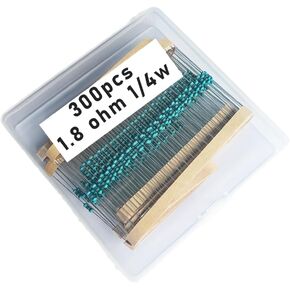 1.8 1/4W, 1.8R1/4W, 1.8 ohm, 1.8 R 1/4W, 1.8Ωresistor, 1.8 ohm resistor, 1.8 ohm Metal resistor, 1.8R Metal Film resistors 1/4w(0.25w) 1% tolerance 0.01 MF Metal Film Fixed Resistor 300 pcs