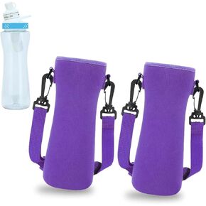 2 Pack Sleeves for 22oz Cirkul Water Bottles with Strap，Neoprene Sweat Absorbing Material，Fitted Design（Purple）