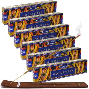 TRUMIRI Incense Stick Holder Bundle with Satya Aastha 15g Incense Sticks - Pack of 6 (Approx 90 Sticks)