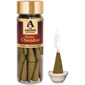 The Aroma Factory Incense Dhoop Cone for Pooja, Fresh Active (100% Herbal & 0% Charcoal) 1 Bottle x 30 Cones