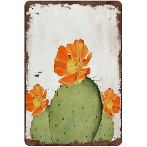 Prickly Pear Cactus Vintage Tin Sign Vintage Home Decor Flower Art Succulent Wall Sign Decor Southwestern Botanical Art for Home Kitchen Bar Room Garage Decor 8x5.5 Inch