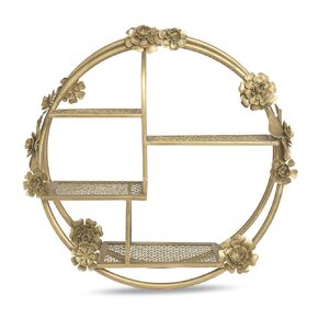 Crane Baby Nursery Décor, Brass Shelving Wall Décor for Boys and Girls, Flower, 20.5" x 20.5" x 6"