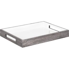 Kate and Laurel Ehrens Modern Wooden Tray, 13 x 17, Natural and Black, Sophisticated Accent Tray for Farmhouse Decor