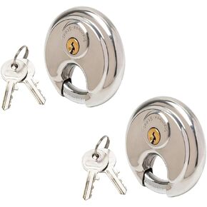 Storage Unit Lock, 70MM Disc Lock with key, Waterproof and Rustproof Storage Lock with 5/16 Inch Shackle for Fence, Warehouse, Garage, Storage Locker, and Outdoors - 2 Pack