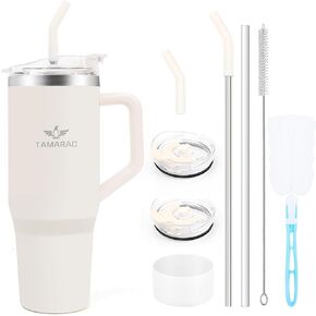 Tamarac 40 oz Tumbler With Handle and Straw Lid Double Wall Vacuum Reusable Stainless Steel Insulated Water Bottle Travel Mug Cup Gifts for Women Men