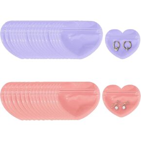 100pcs Jewelry Bags Small Bags for Jewelry Clear Heart-Shaped Jewelry Bags Ziplock Bags Cute Mini Packaging Supplies for Earring Sample Business Supplies