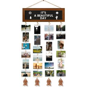 Collage Picture Frames for Wall, Multiple Polaroid Picture Display Felt Letter Board with 270 Letters and 30 Clips, Unique DIY Family Picture Frames Collage for Birthday Graduation Back to School