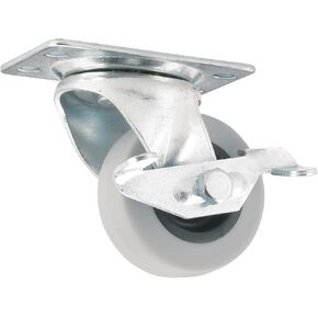 TPR Rubber Caster Wheel with Swiveling Top Plate w/ Brake - 2-Inch - 90 lb. Load Capacity - Non-Marking for Hospitals, Food Service, & Other Institutional Applications