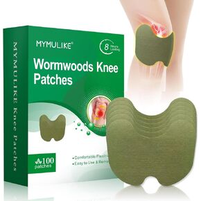 Knee Patches, 100 Count Warming Natural Herbal Plaster Knee Patches, Wormwood Extract Sticker 8 Hours Lasting Relieve Joint Discomfort for Knee, Back, Neck, Shoulder