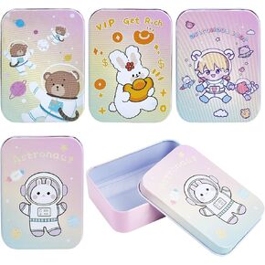CREATCABIN 4Pcs Vintage Metal Tin Box Gift Card Holder Rectangular Tinplate Box Containers Christmas Small Wrap Boxes with Lids Hinged Storage Cans for Home Kitchen Candles Jewelry Coin Cake Biscuits