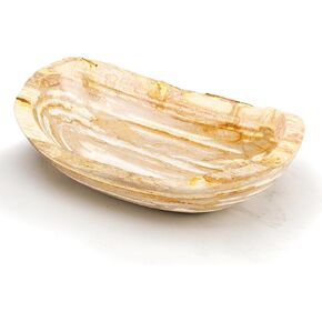 KALIFANO - 13" Brown Petrified Wood Bowl, Hand-carved, Timeless, Unique, and Elegant Decor Accent, Office or Home Decor