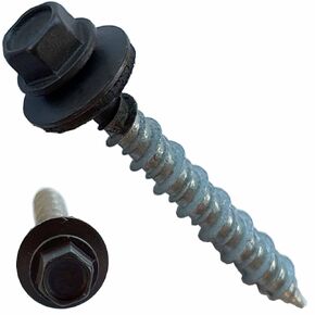 Metal Roofing Screws - #10 x 1.5" – Self Tapping ¼" Hex Head with EPDM Rubber Washer – for Metal to Wood, Corrugated Roofing, Siding, Sheds, Pancake Screw - Hex Drive Easy Install - Brown (100)