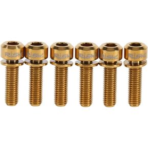 6Pcs Water Bottle Cage Bolts M5 x 18mm Screws with Washers (Color : Golden) Bike Stem Bolts Stem Bolts