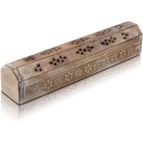 Wooden Incense Stick & Cone Burner Holder Coffin with Storage Compartment Organic Eco Friendly Ash Catcher Agarbatti Holder Rustic Style for Meditation Yoga Aromatherapy Home Fragrance Products in Kuwait