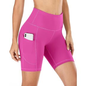 IUGA Biker Shorts Women 6" Workout Shorts Women with Pockets High Waisted Yoga Running Gym Spandex Compression Shorts