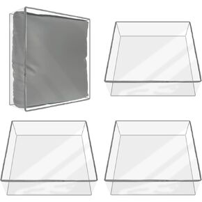 4 Pcs Plastic Sofa Seat Cushion Covers Clear PVC Waterproof Sofa Couch Covers Sofa Seat Slipcover for Against Cat Dog Clawing Scratching, 28x28x9 Inch, Grey Edge