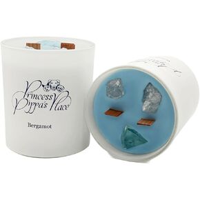 13% Scented Candle Gifts for Women & Men, Non-Toxic Cute Scented Candles with 3 Healing Crystals and 2 Wooden Wicks in Glass Jar, Soy Wax Candle, Aromatherapy Relaxation Candle (Watermelon), Pack-1