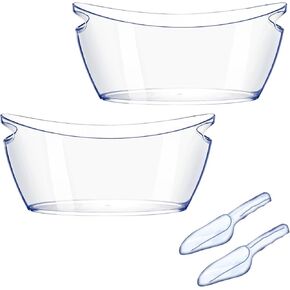Ice Buckets for Parties, Ice Bucket, 2 Pcs Extra Large Beverage Tub with 2 Ice Bucket Scoop, Ice Bucket for Cocktail Bar, Wine Bucket for Champagne Beer Sparkling