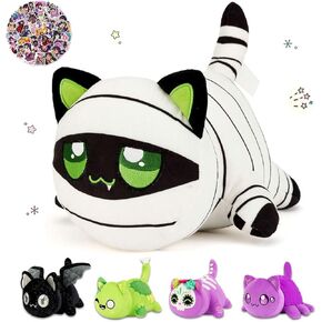 61-PCS 丨 9.8-inches-Batcat Cat Plush + 60-Sticker - Cat Plush Toys Cat Plush Collection - 100% Polyester Embroidered Plush Pillow - Cat Plush Collectibles (Batcat Cat)