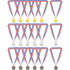 PATIKIL Gold Award Medals, 18 Pcs Blank Olympic Style Winner Medals with Neck Ribbon Metal Medals Prizes for Competitions, Party Decorations, 3 Color