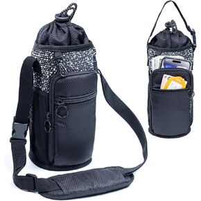 Water Bottle Holder with Strap 64oz Water Bottle Carrier Bag with Phone Pocket - Crossbody Water Bottle Bag - Water Bottle Pouch for gallon water bottle