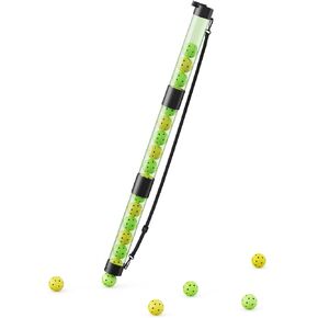 الجزء العلوي من كرة Pickleball المسترد يحمل 17 كرة، أنبوب التقاط كرة Pickleball مع حزام الكتف، حامل كرة Pickleball المحمول سهل الالتقاط