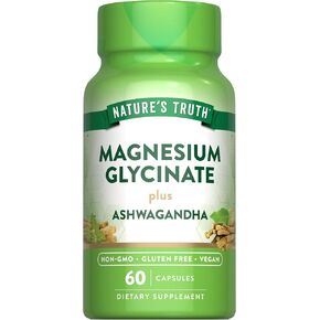 Nature's Truth Magnesium Glycinate with Ashwagandha | 60 Capsules | Vegan, Non-GMO & Gluten Free Supplement