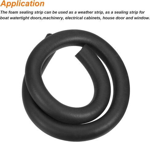 شريط ختم الطقس المطاطي الرغوي من uxcell، قطر 30 مم (1.18 بوصة) × 1 متر (3.28 قدم) مطاط صلب EPDM مستدير طويل لتقليل الضوضاء والصدمات والاحتكاك in Kuwait