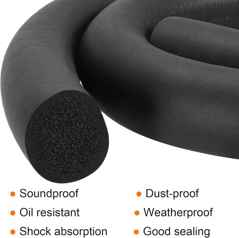 شريط ختم الطقس المطاطي الرغوي من uxcell، قطر 30 مم (1.18 بوصة) × 1 متر (3.28 قدم) مطاط صلب EPDM مستدير طويل لتقليل الضوضاء والصدمات والاحتكاك in Kuwait