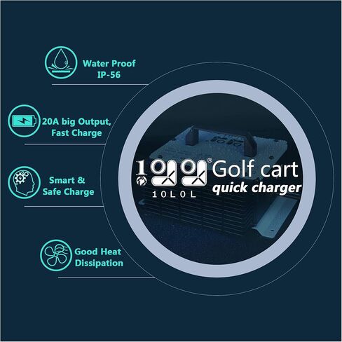 10L0L 48V شاحن 1200W 18A شاحن بطارية عربة الجولف يناسب 48 فولت Yamaha Golf Cart G19 G22 يدعم 3 أنواع بطاريات مع قابس ثنائي الدبوس، IP67 مقاوم للماء، شحن سريع in Saudi Arabia