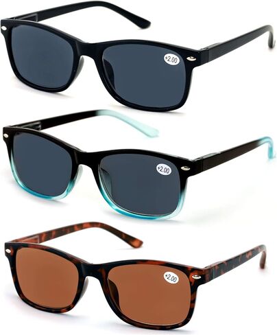V.W.E. 3 Pairs Rectangular Lightweight Reading SunGlasses Outdoor Readers Glasses - NOT Bifocal in Saudi Arabia