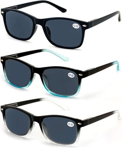 V.W.E. 3 Pairs Rectangular Lightweight Reading SunGlasses Outdoor Readers Glasses - NOT Bifocal in Saudi Arabia
