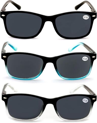 V.W.E. 3 Pairs Rectangular Lightweight Reading SunGlasses Outdoor Readers Glasses - NOT Bifocal in Saudi Arabia