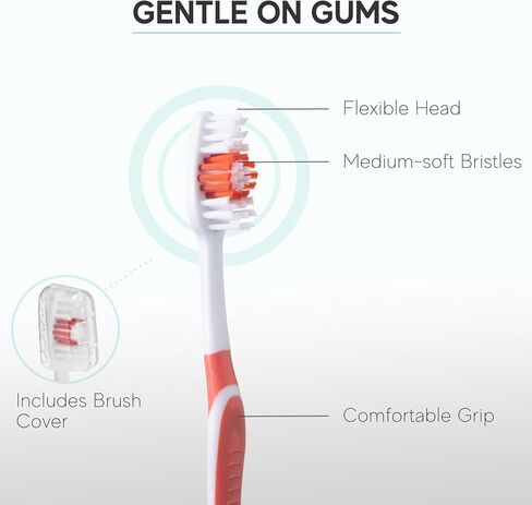 4 Pack Toothbrushes for Adults - Individually Wrapped Medium Bristle Toothbrushes with Covers - Blue - Convenient & Affordable Dental Care for Travel, Hotels, Airbnb, Missions & More in Saudi Arabia