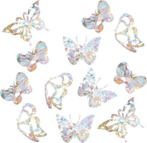 36 Pieces Anti Collision Window Stickers Prevent Bird Strikes Window Clings Butterfly Rainbow Window Decals Non Adhesive Reusable Glass Alert Decals Vinyl Film Indoor Decorations in Saudi Arabia