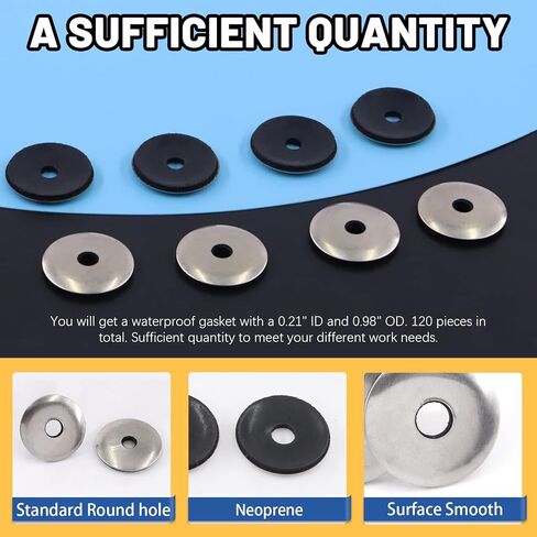 Glarks 120Pcs M5.5x16 Stainless Steel Neoprene Backed EPDM Bonded Sealing Washers Assortment Kit Work for #5 Screws (M5.5x16) in Saudi Arabia