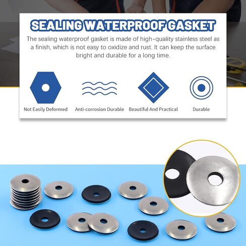 Glarks 120Pcs M5.5x16 Stainless Steel Neoprene Backed EPDM Bonded Sealing Washers Assortment Kit Work for #5 Screws (M5.5x16) in Saudi Arabia