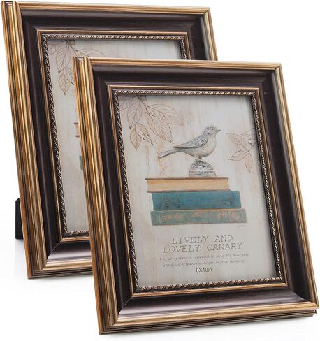 XUANLUO 8x10 2pcs Picture Frame Antique Wood Grain Color Photo Frame with Tempered Glass Vintage Frame for Desk Standing Wall Hanging Family Wedding Gifts in Saudi Arabia