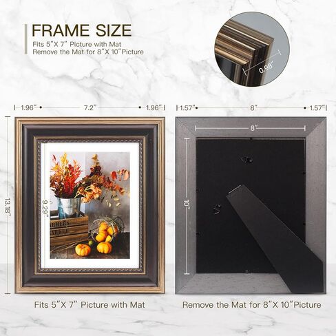 XUANLUO 8x10 2pcs Picture Frame Antique Wood Grain Color Photo Frame with Tempered Glass Vintage Frame for Desk Standing Wall Hanging Family Wedding Gifts in Saudi Arabia