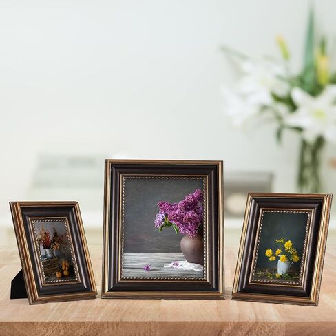 XUANLUO 8x10 2pcs Picture Frame Antique Wood Grain Color Photo Frame with Tempered Glass Vintage Frame for Desk Standing Wall Hanging Family Wedding Gifts in Saudi Arabia