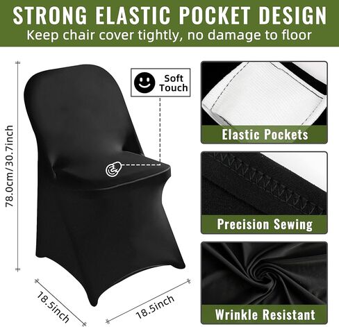 عبوة واحدة من غطاء كرسي قابل للطي مصنوع من الألياف اللدنة باللون الأسود لحفلات الزفاف وحفلات الطعام in Kuwait