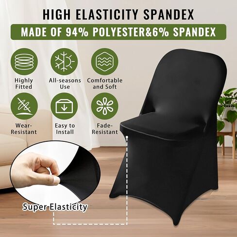 عبوة واحدة من غطاء كرسي قابل للطي مصنوع من الألياف اللدنة باللون الأسود لحفلات الزفاف وحفلات الطعام in Kuwait