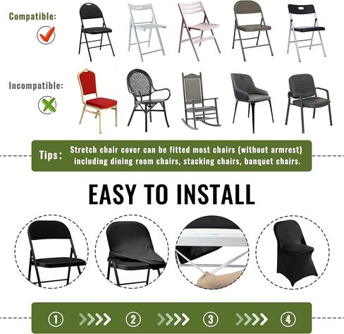 عبوة واحدة من غطاء كرسي قابل للطي مصنوع من الألياف اللدنة باللون الأسود لحفلات الزفاف وحفلات الطعام in Kuwait